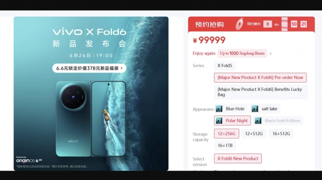 Bocoran Vivo X Fold 6. [Gizmochina]
