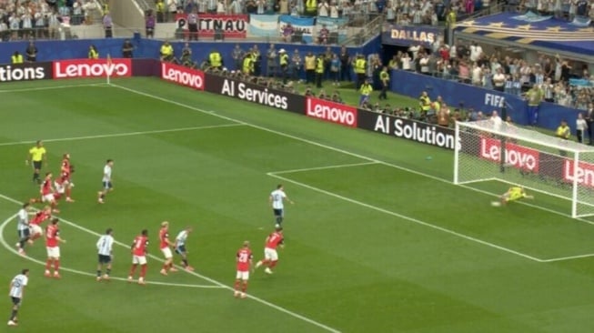 Timnas Argentina untuk sementara ditahan imbang tanpa gol oleh Austria pada laga kedua Grup J Piala Dunia 2026 di AT&T Stadium, Dallas, Rabu (23/6/2026) dinihari WIB. [Tangkap layar X]