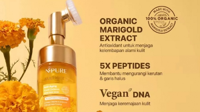 NPURE Anti-Aging Facial Wash Marigold (Shopee)