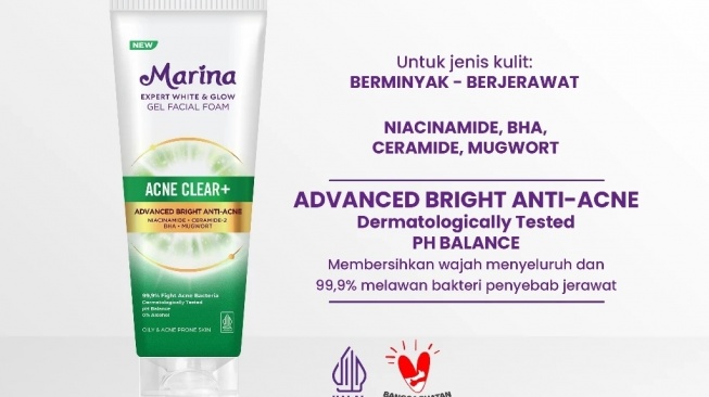 Marina Expert White & Glow Gel Facial Foam Acne Clear+ (Shopee)