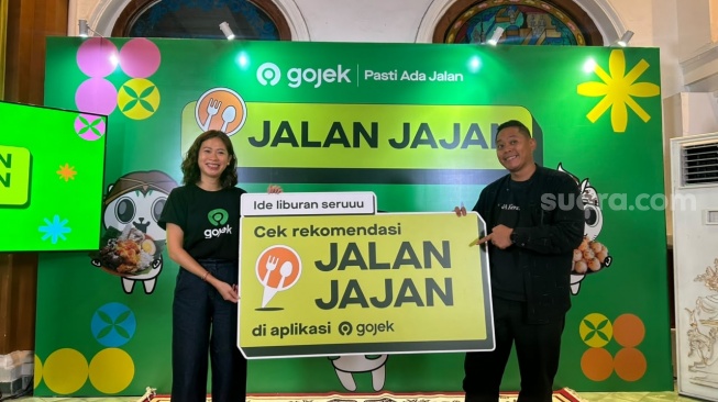 Gojek Luncurkan Fitur Jalan Jajan, Jakarta, Kamis (25/6/2026). [Suara.com/Caca]