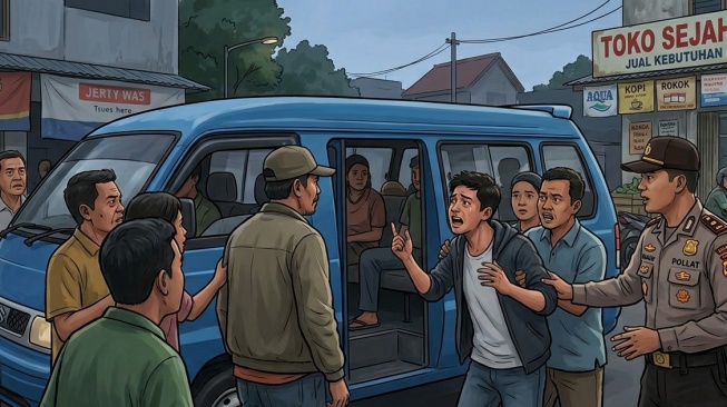 Viral! Pria Dilecehkan di Angkot Cipayung, Pelaku Dikepung Warga, Polisi Buru CCTV