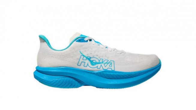Hoka Mach 6 Men's Running Shoes White/Skyward Blue