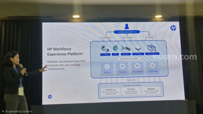 Salah satu platform keamanan HP di agenda HP Elevate 2026, di Jakarta, Kamis (25/6/2026). [Suara.com/Dythia]