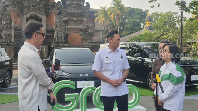 Menko Bidang Infrastruktur dan Pembangunan Kewilayahan, Agus Harimurti Yudhoyono (AHY) dalam agenda Langkah Hijau Grab untuk Indonesia di Jakarta, Senin (29/6/2026). [Suara.com/Dythia]