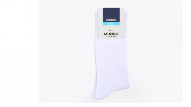MUNDO School Sock Basic Knee White kaos kaki sekolah awet (shopee)