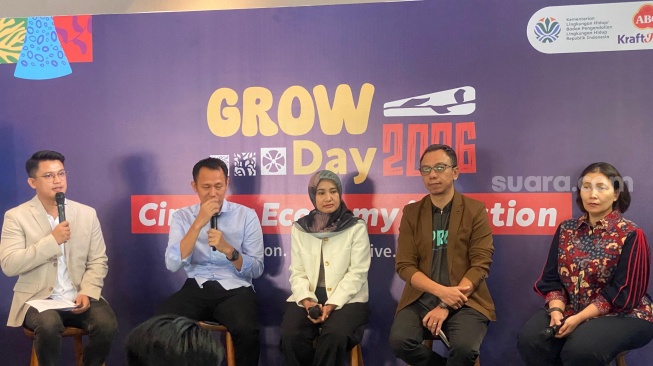 Diskusi bertajuk Circular Economy in Action: Sinergi Kemitraan Multisektoral dalam Akselerasi Pengelolaan Sampah yang Berkelanjutan di Jakarta, Selasa (30/6/2026). [Suara.com/Fakhri]