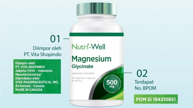 Nutriwell Magnesium Glycinate 500 mg (Shopee)