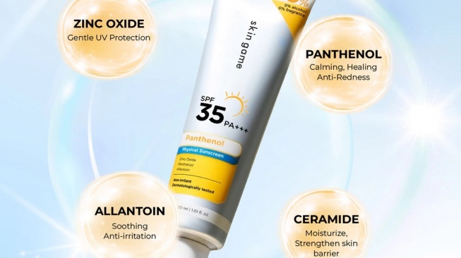 Skin Game Panthenol Physical Sunscreen SPF 35 PA+++ (Shopee)