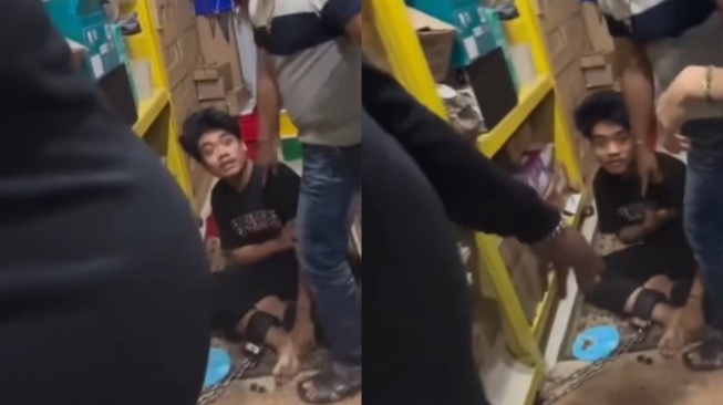 Karyawan percetakan yang menjadi korban dugaan penyekapan di kawasan Senen, Jakarta Pusat. [Suara.com/tangkapan layar]