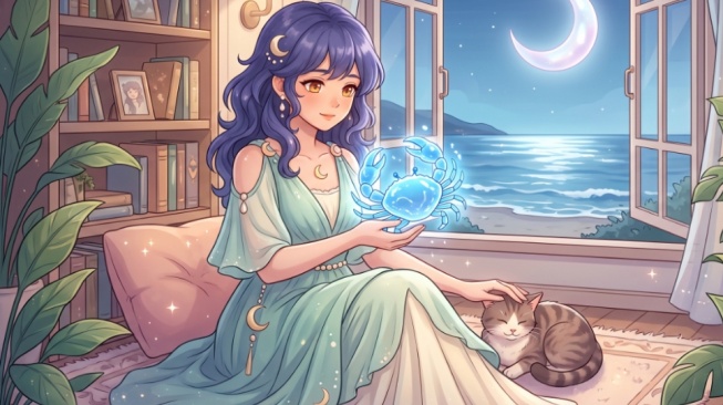 Ilustrasi Zodiak Cancer. [Gemini AI]
