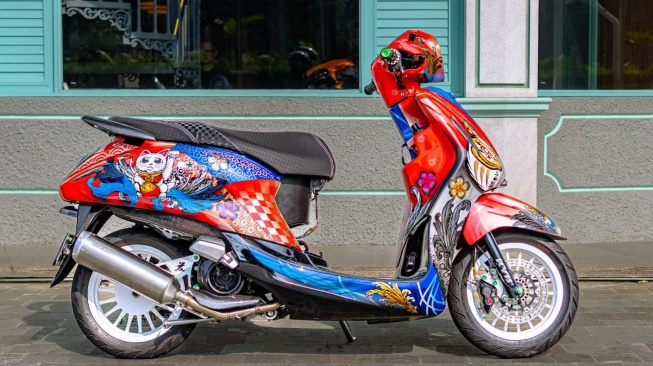 Modifikasi Yamaha Grand Filano Bergaya Racing Look yang sedang Jadi Hits di Kalangan Gen Z. (Foto: Yamaha)