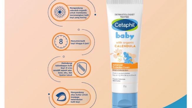 Cetaphil Baby Daily Advance Protection Cream - pelembap wajah anak untuk kulit kering (shopee)