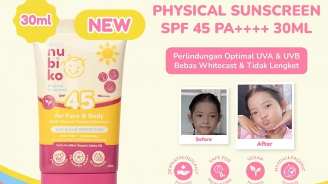 Nubiko Physical Sunscreen SPF 45 PA++++ (Shopee)