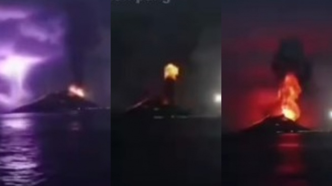 Tangkapan layar video hoaks erupsi Gunung Anak Krakatau. [Sura.com]
