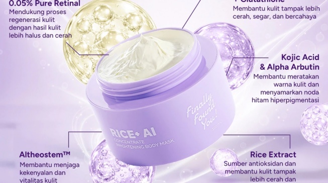 Finally Found You! RICE+ AI High-Concentrated Brightening Body Mask.
