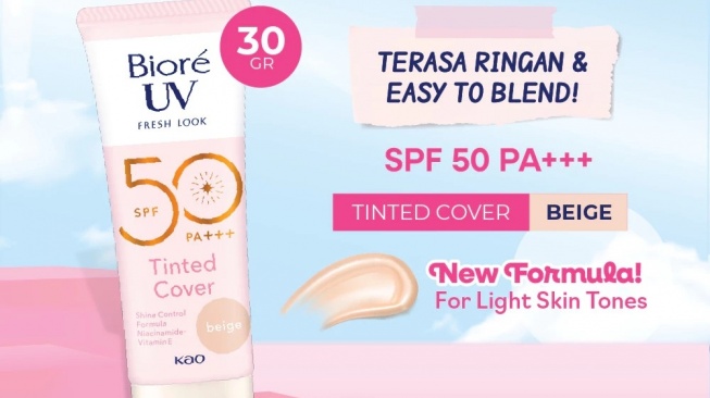 Biore UV Fresh Look Sunscreen Tinted Cover SPF 50 & PA+++ (Shopee)