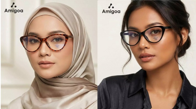 AMIGOA Kacamata Cat Eye untuk wajah bulat (shopee/amigoa)
