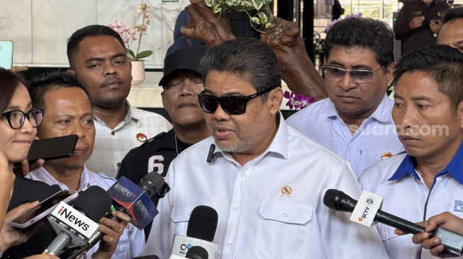 Penasihat Khusus Presiden Bidang Ketenagakerjaan dan Kesejahteraan Buruh, Said Iqbal usai bertemu Menkeu Purbaya Yudhi Sadewa di Kantor Kemenkeu, Jakarta, Rabu (8/7/2026). [Suara.com/Dicky Prastya]