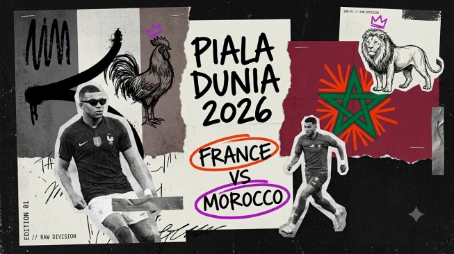 Duel Prancis vs Maroko di perempat final Piala Dunia 2026 tak hanya soal tiket semifinal, tetapi juga sarat nuansa pasca-kolonial dan kisah persahabatan Mbappe-Hakimi. [Dok. Gemini]