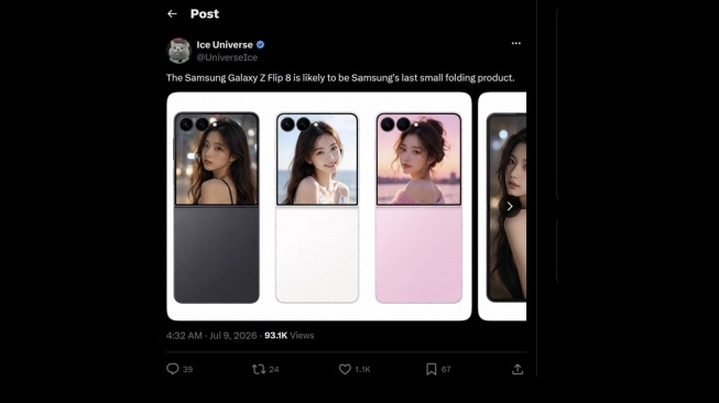 Bocoran Samsung Galaxy Z Flip8 terakhir. [X]