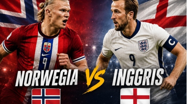 Ilustrasi Laga Norwegia vs Inggris (Doc. ChatGPT)