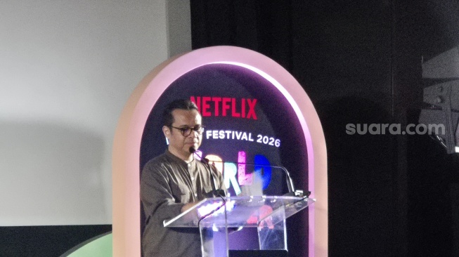 Wakil Menteri Komunikasi dan Digital (Wamen Komdigi), Nezar Patria dalam ajang Netflix Family Festival 2026: World of Wonder di Jakarta, Sabtu (11/7/2026). [Suara.com/Dythia]