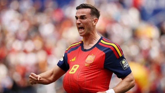 Fabian Ruiz pencetak gol pertama Spanyol di laga perempat final Piala Dunia 2026 melawan Belgia, Sabtu (11/7) dinihari WIB. [Dok FIFA]