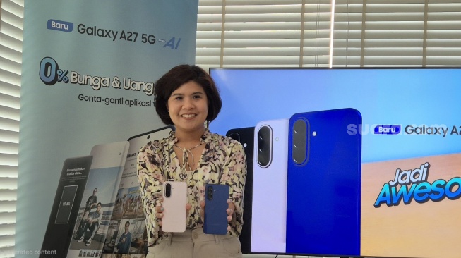 Samsung Galaxy A27 5G dalam Product Hands-On Samsung Galaxy A27 5G di Jakarta, Senin (13/7/2026). [Suara.com/Dythia]