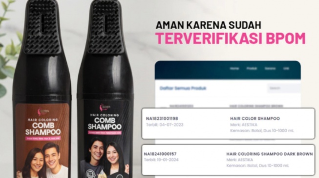 Estika Sisir Hair Coloring Shampoo. [Shopee]