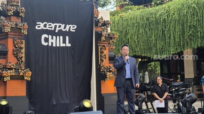 CEO Acerpure Inc., Acer Group, Stanley Kao dalam peluncuran Acerpure Chill di Bali, Rabu (15/7/2026). [Suara.com/Dythia]