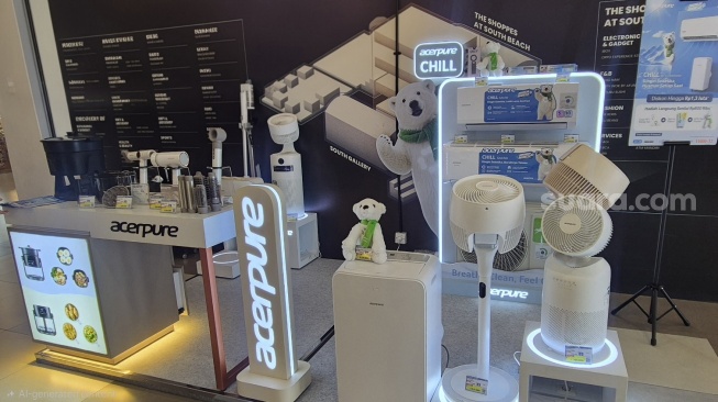 Booth Acerpure di salah satu pusat perbelanjaan di Bali, Rabu (15/7/2026). [Suara.com/Dythia]