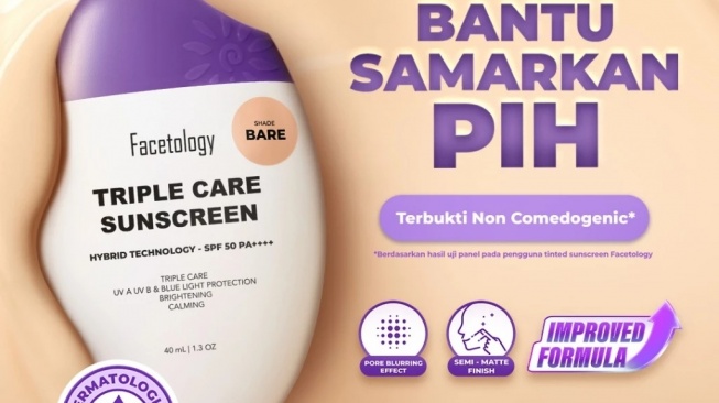 Facetology Triple Care Sunscreen Tinted (Shopee)