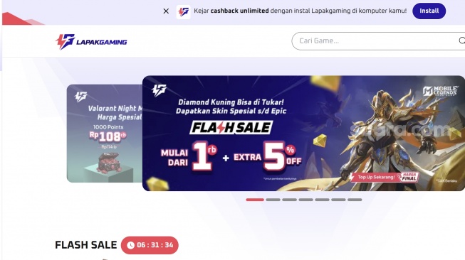 Situs resmi Lapakgaming. [Tangkapan layar]