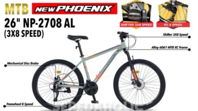 Sepeda Gunung MTB New Phoenix NP 2708 AL Alloy NP 2701