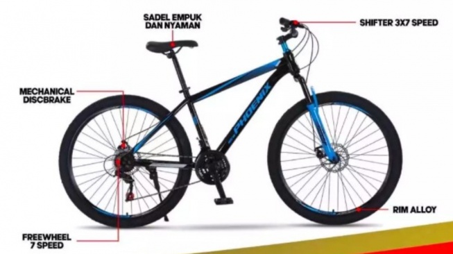Sepeda Gunung MTB 24, 26, 27.5 Inch New Phoenix 2706 3x7 Speed