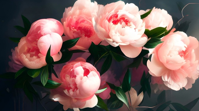 Ilustrasi lukisan bunga peony [Magnific]