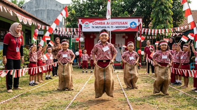 Ilustrasi Lomba Agustusan Anak TK. (Gemini AI)