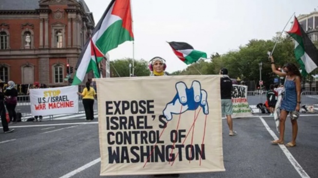 Ratusan Pro Palestina Demo saat Benjamin Netanyahu ke Gedung Putih: Stop Bantuan Amerika ke Israel!