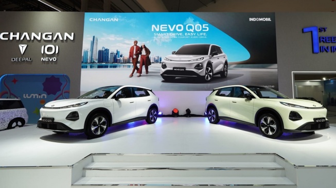 Nevo Q05 lengkapi produk elektrifikasi Changan di Indonesia lewat peluncuran resmi di GIIAS 2026. (Foto: SUARA.COM/Manuel Jeghesta)