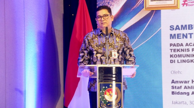 Staf Ahli Menteri Bidang Aparatur dan Pelayanan Publik Kemendagri Anwar Harun Damanik menegaskan pentingnya peran Pranata Humas. (Dok: Kemendagri)