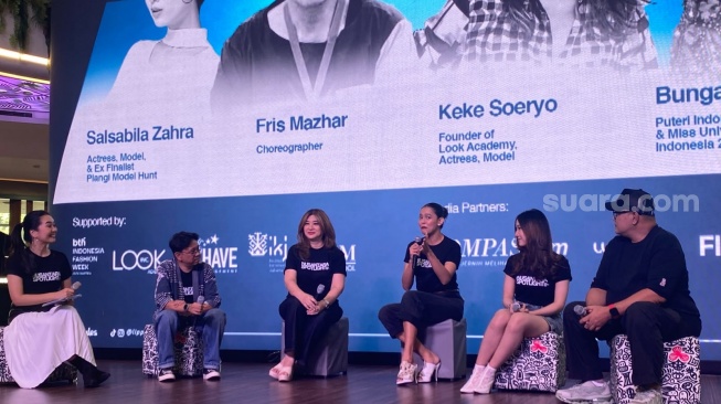 Bunga Jelitha saat konferensi pers NUSANTARA SPOTLIGHT: Icon Search 2026, Rabu (29/7/2026). [Suara.com/Fajar Ramadhan]