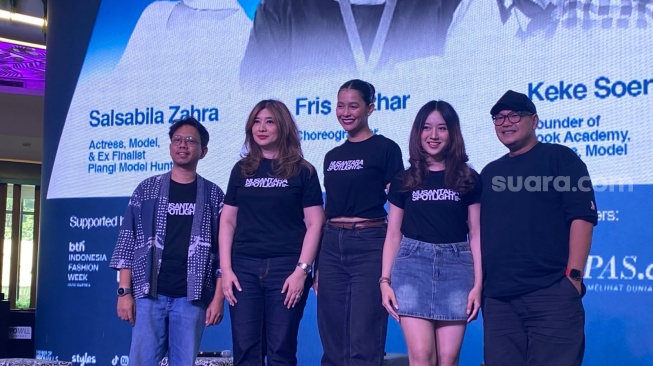Bunga Jelitha saat konferensi pers NUSANTARA SPOTLIGHT: Icon Search 2026, Rabu (29/7/2026). [Suara.com/Fajar Ramadhan]