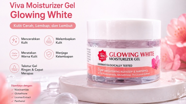 Viva Moisturizer Gel Glowing White untuk kulit kering dan kusam (AI)