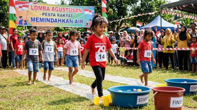 Lomba memindahkan air pakai sendok (Gemini AI)