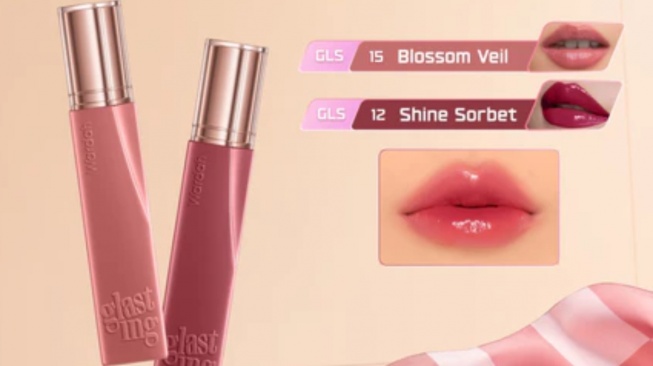 Wardah Lip Glasting 15 Blossom Veil + 12 Shine Sorbet. [Shope/Wardah Official]