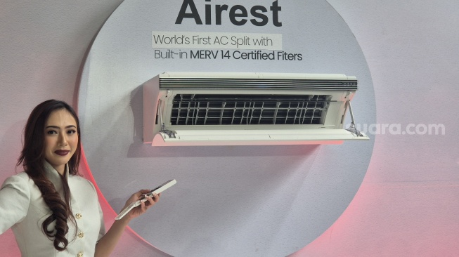 Sharp meluncurkan Airest di Jakarta, Rabu (5/8/2026). [Suara.com/Dythia]