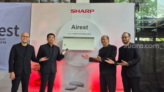 Sharp meluncurkan Airest di Jakarta, Rabu (5/8/2026). [Suara.com/Dythia]