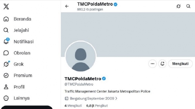 Layanan Info Lalin Terganggu, Akun X TMC Polda Metro Jaya Diretas Pihak Tak Dikenal