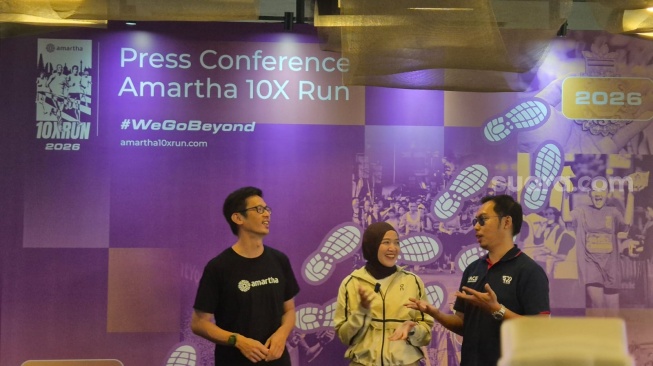 Jumpa pers Amartha 10X Run di Jakarta, Jumat (7/8/2026). [Suara.com/Dythia]
